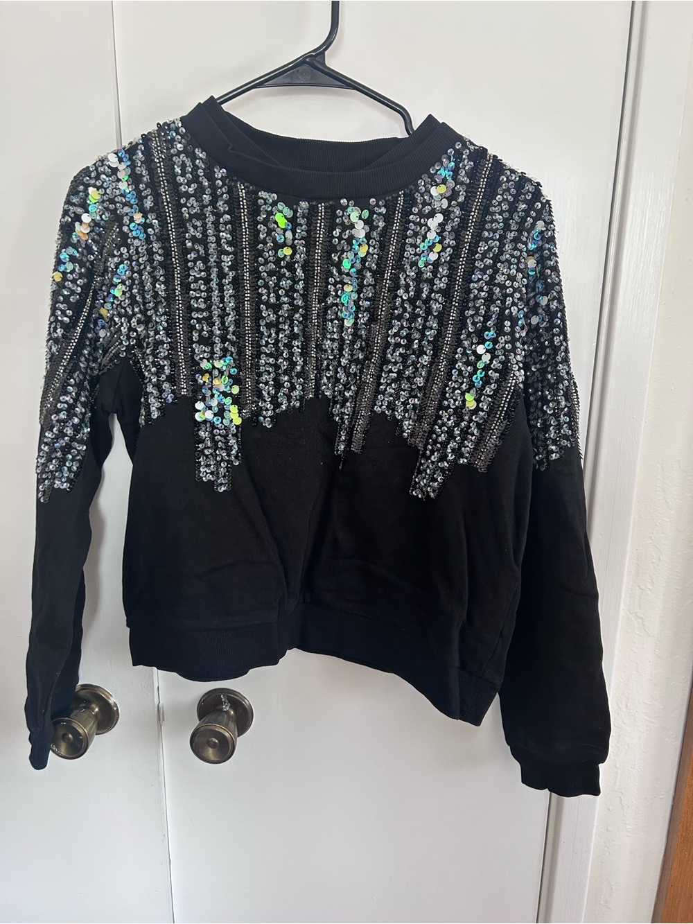 Anthropologie Let Me Be Disco Sequin Sweatshirt